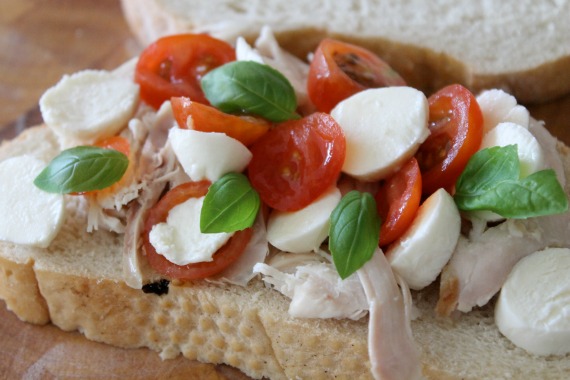 Chicken, tomato and mozzarella sandwich