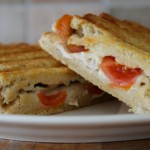 Busy Mum Lunch: Toasted chicken, tomato, mozzarella and basil sandwich