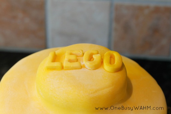 Lego logo on cake