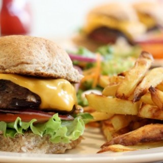 burger and chips