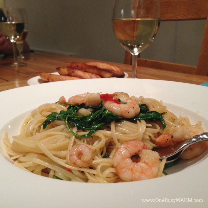 chilli prawn & garlic linguine