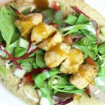 Groovy Chicken Masala Skewers on Naan Bread w/Yoghurt and Mint Dressing